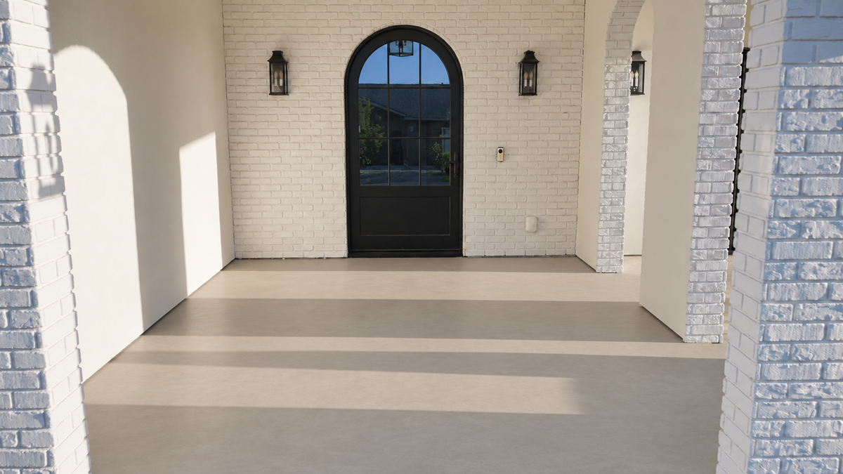 Covered Front Porch after microcement