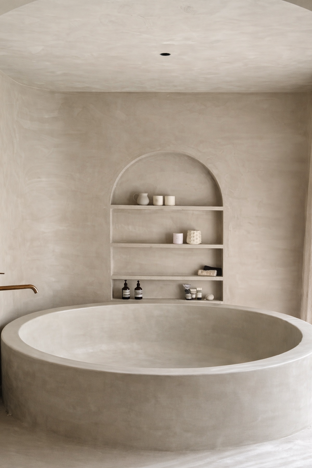 Round Bath Microcement Bathroom