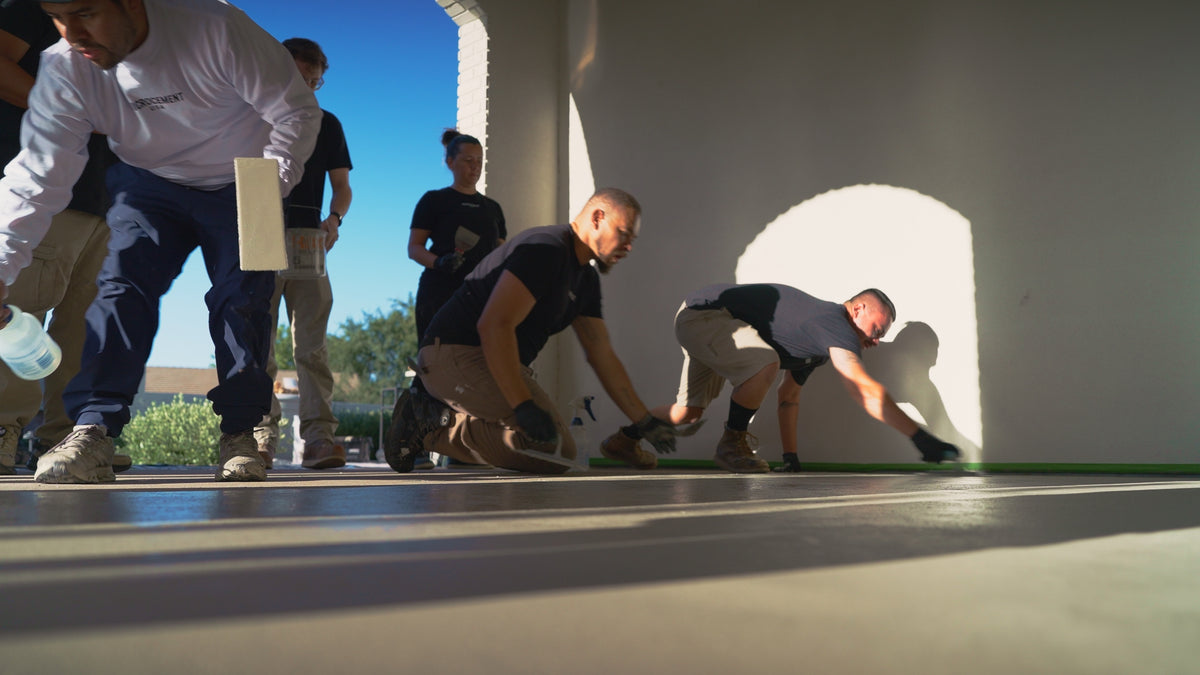 Certified microcement installers at work