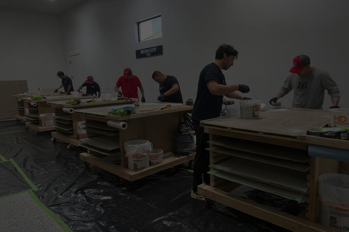 Hands-on microcement installer certification training at our facility