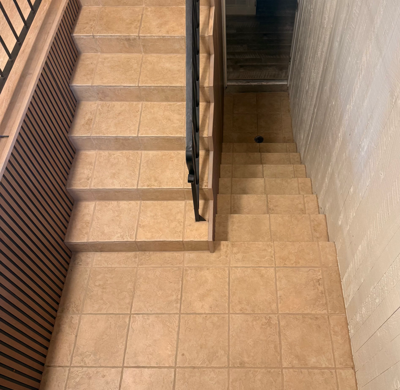 Tile stairs with outdated tile